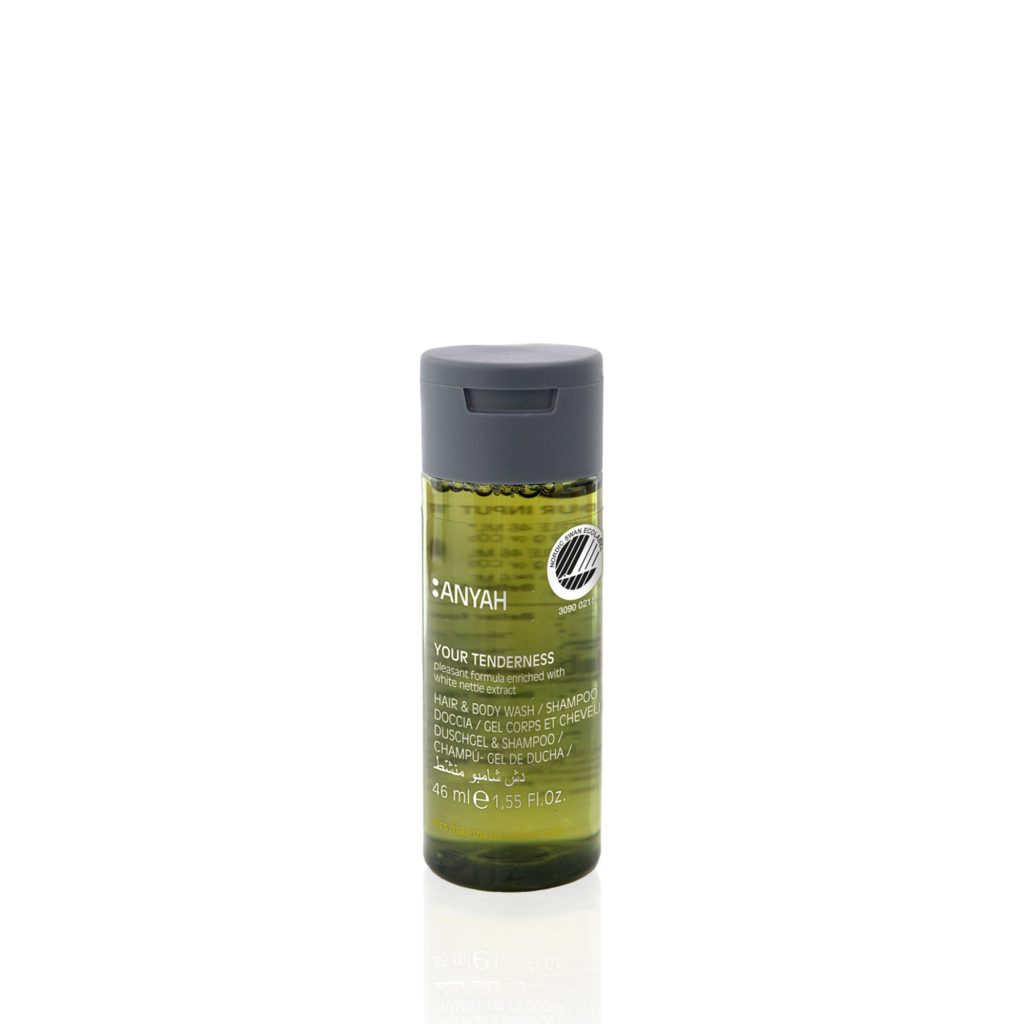 Anyah Нежен гел за коса и тело, сертифициран со Nordic Ecolabel (46 ml) – пакување од 216
