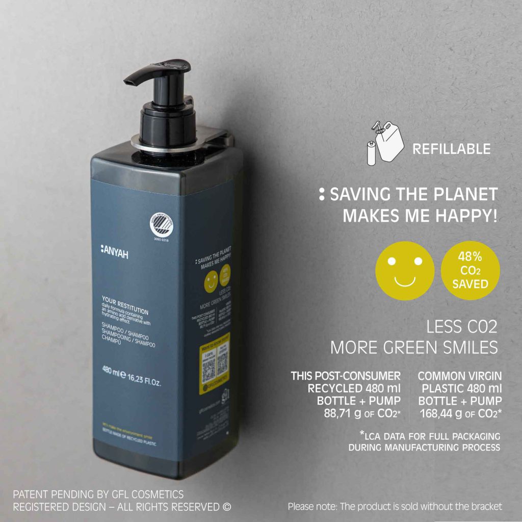 Anyah Shampoo Refillable Bottle - Nordic Ecolabel Certified (480 ml) - 18Pack