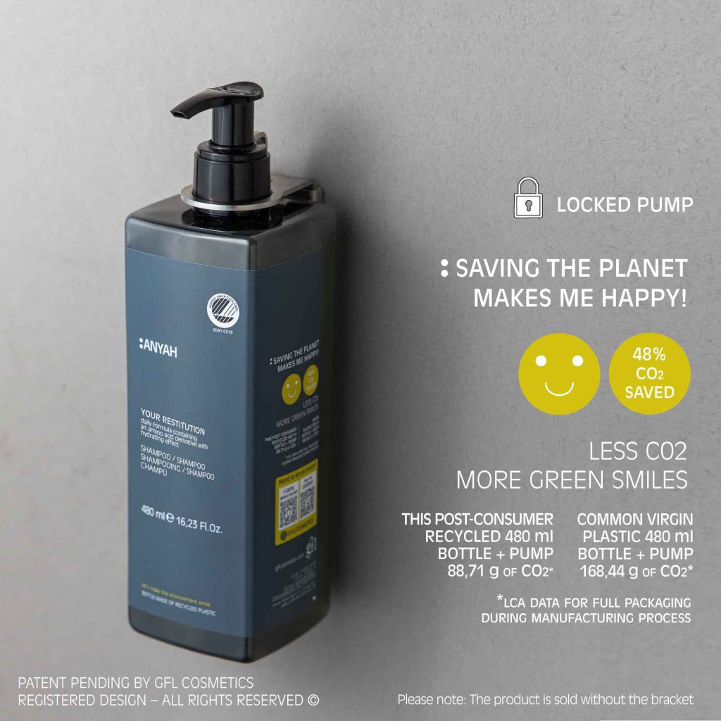 Anyah Shampoo With Locked Pump - Nordic Ecolabel Certified (480 ml) - 18Pack