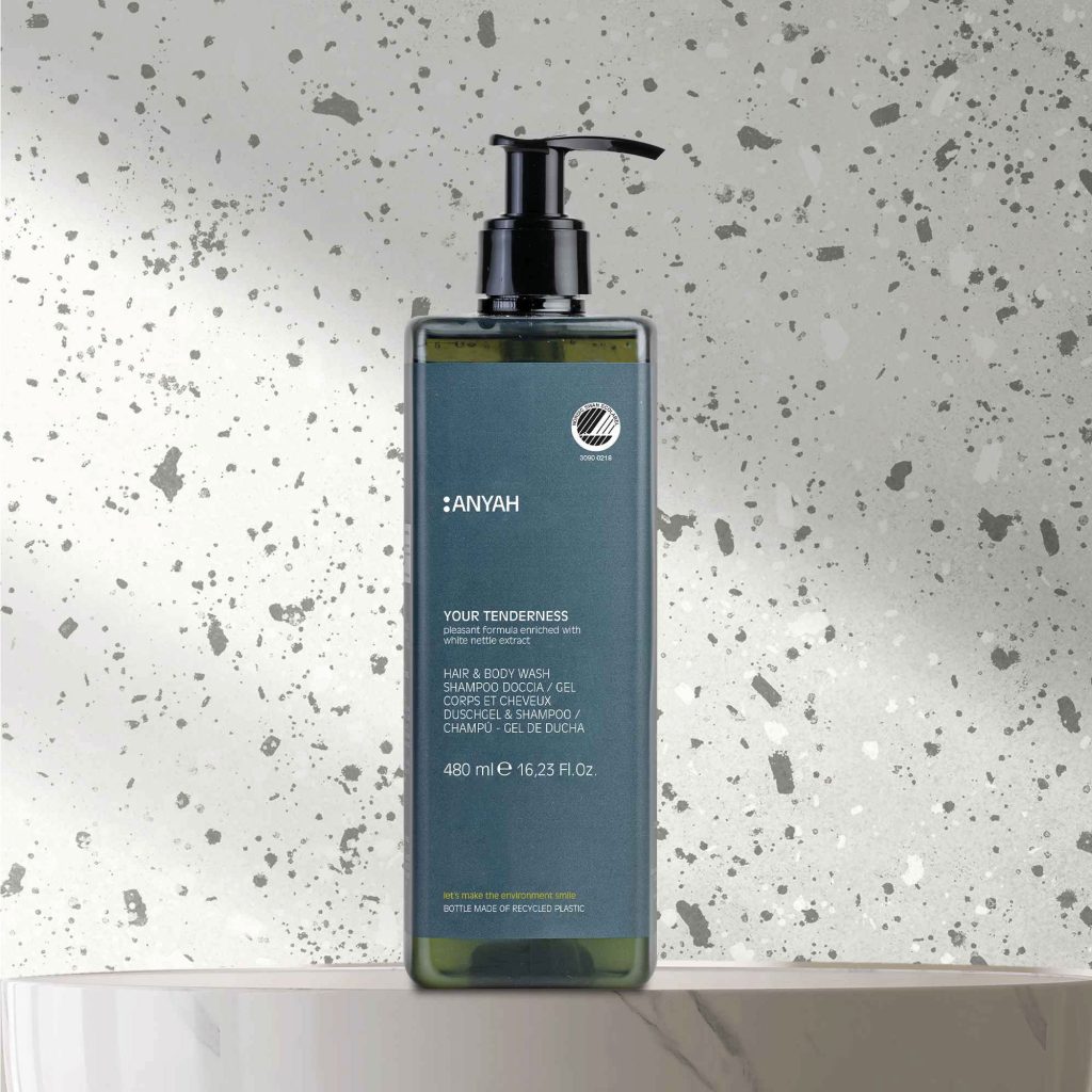 Anyah Gentle Hair & Body Wash With Locked Pump - Nordic Ecolabel Certified (480 ml) - 18Pack
