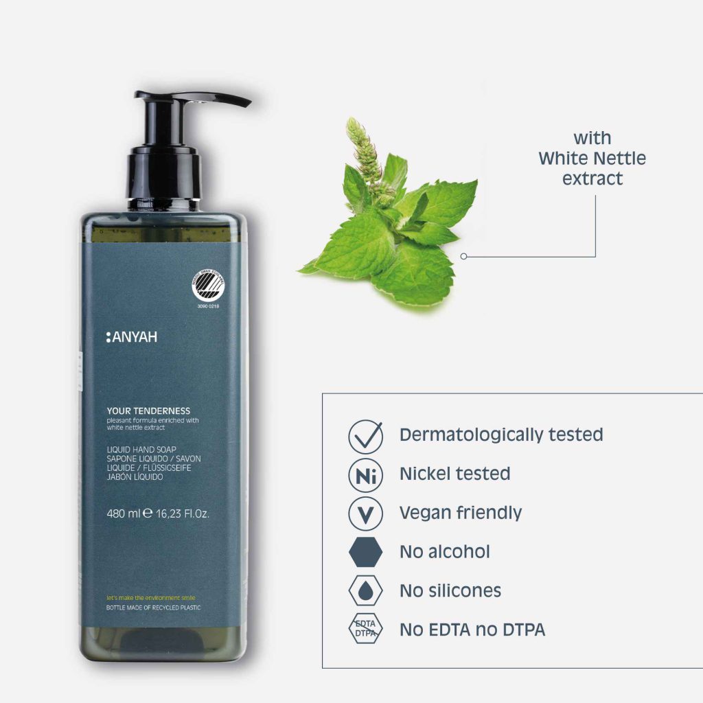 Anyah Liquid Hand Soap With Locked Pump - Nordic Ecolabel Certified (480 ml) - 18Pack