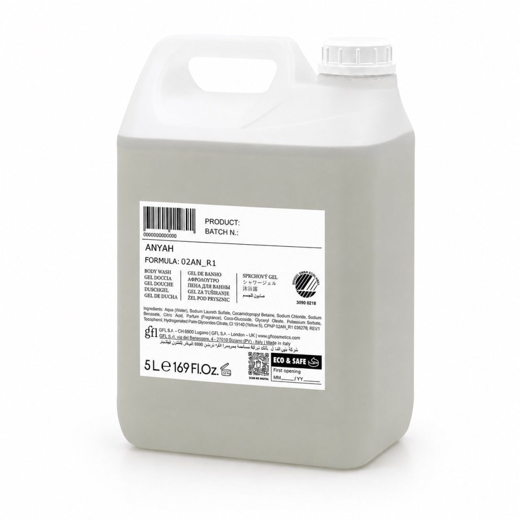 Anyah Гел за туширање, сертифициран со Nordic Ecolabel, канистер (5 L) – пакување од 2