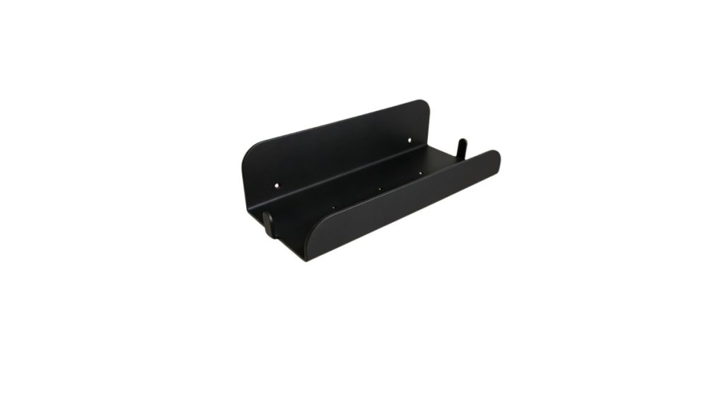 Black shower shelf with rim