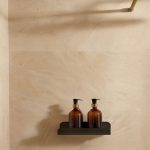 Black shower shelf with rim
