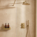 Gold shower shelf with rim