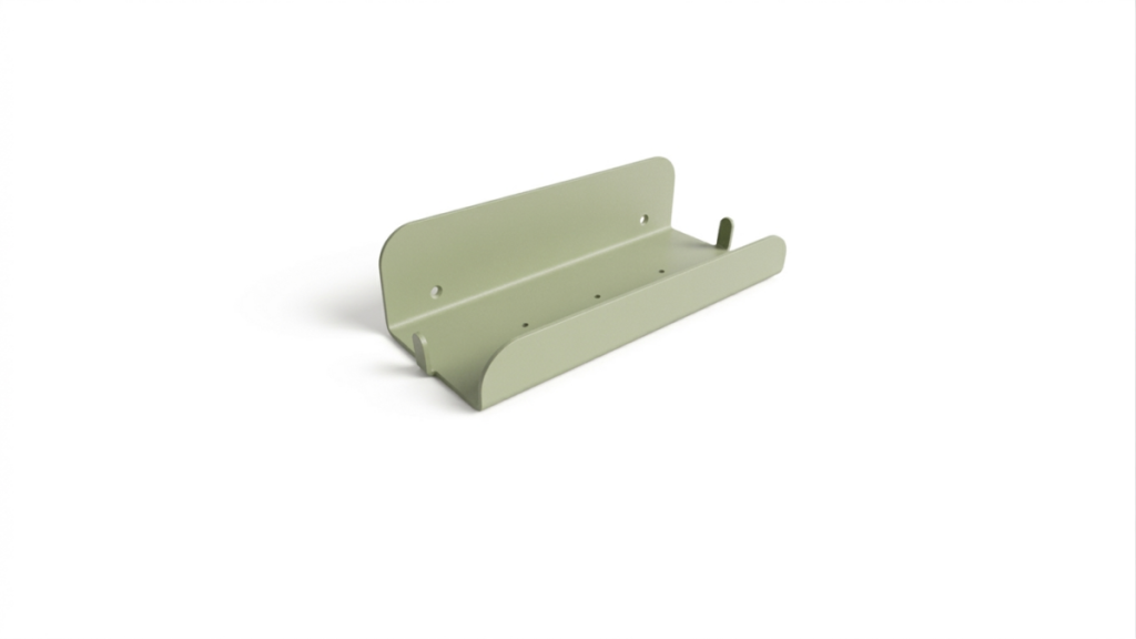 Green shower shelf with rim