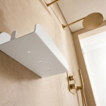 White shower shelf with rim