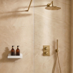 White shower shelf with rim