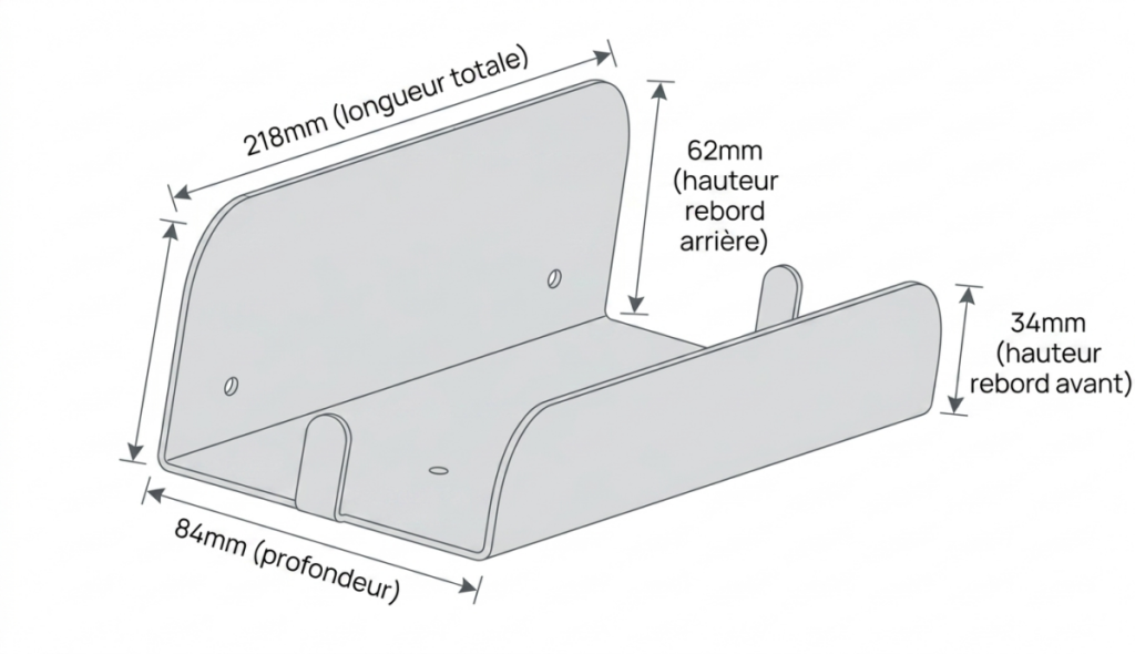White shower shelf with rim