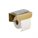Gold toilet roll holder with shelf