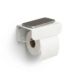 White toilet roll holder with shelf
