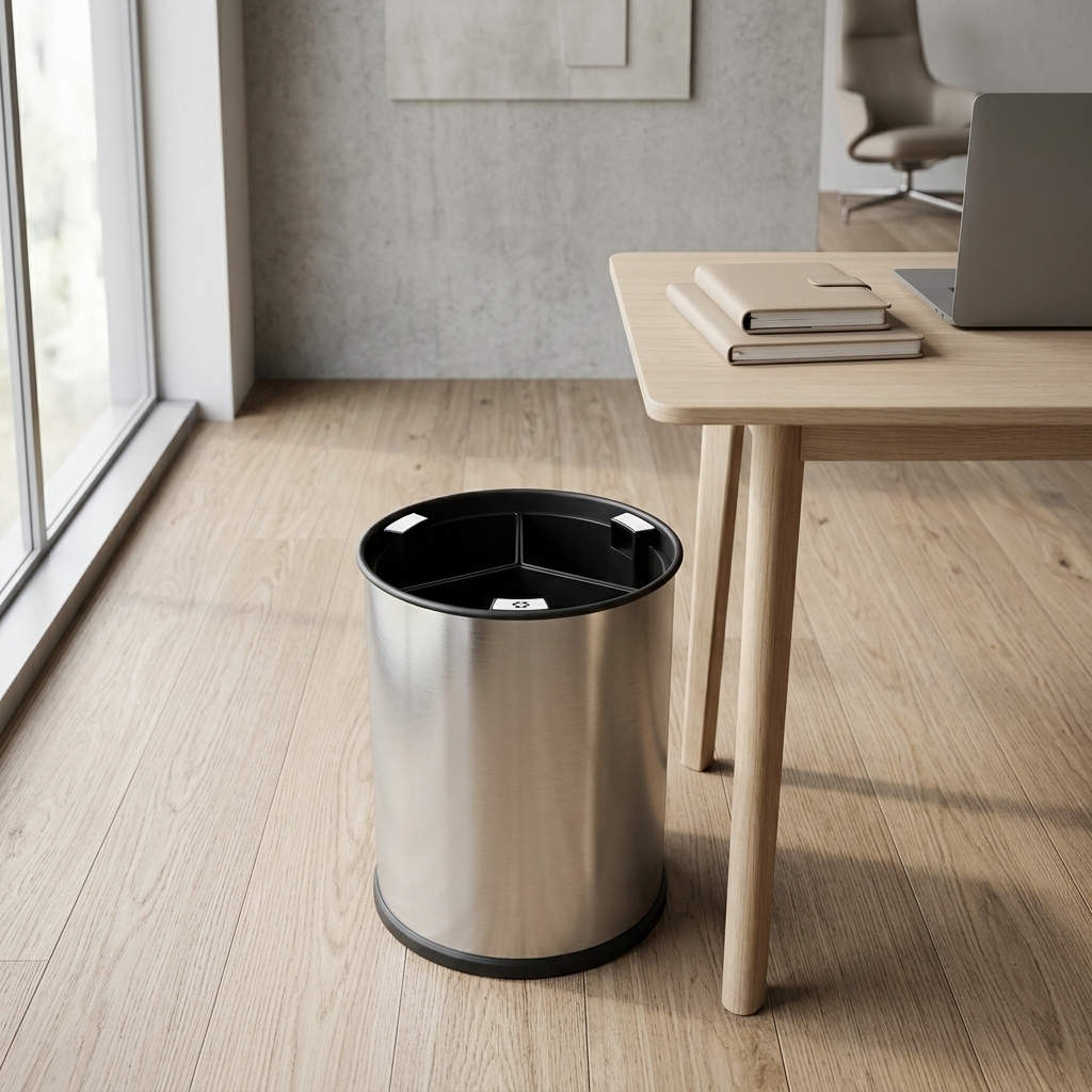 Round recycling bin S/S 13L 3 compartments