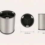 Round recycling bin S/S 13L 3 compartments