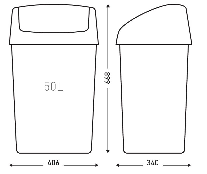 SwingTop Bin White 50L