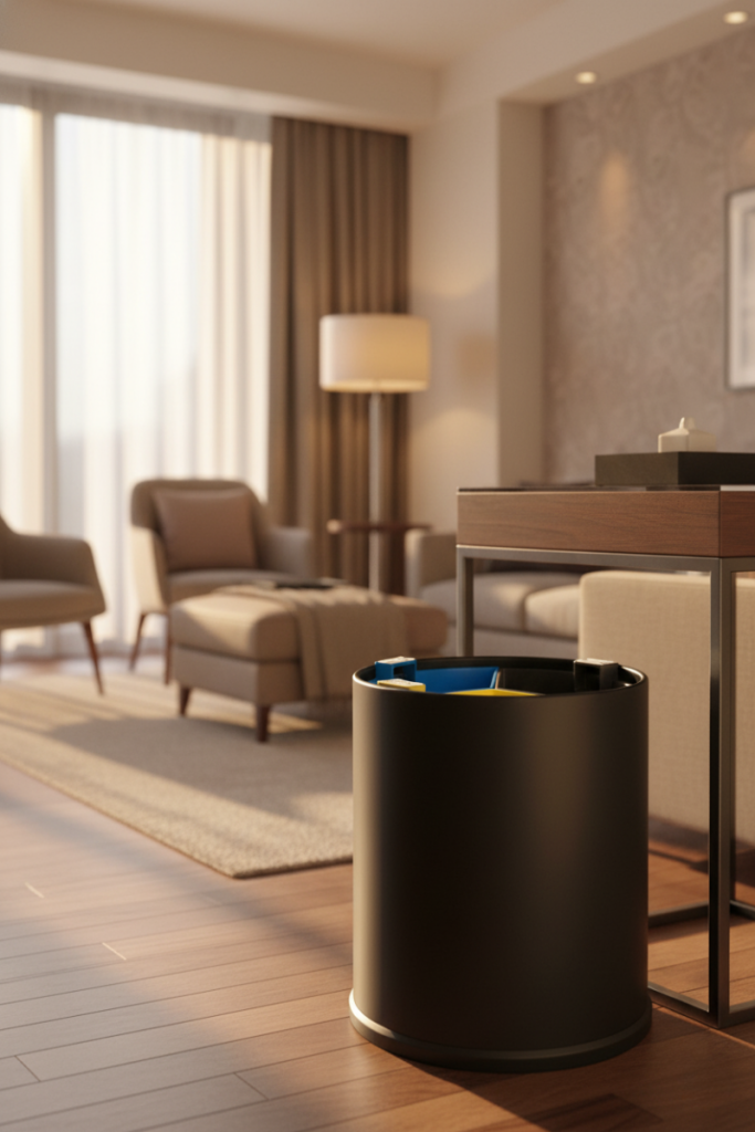 Recycling bin black 3 sorting flow