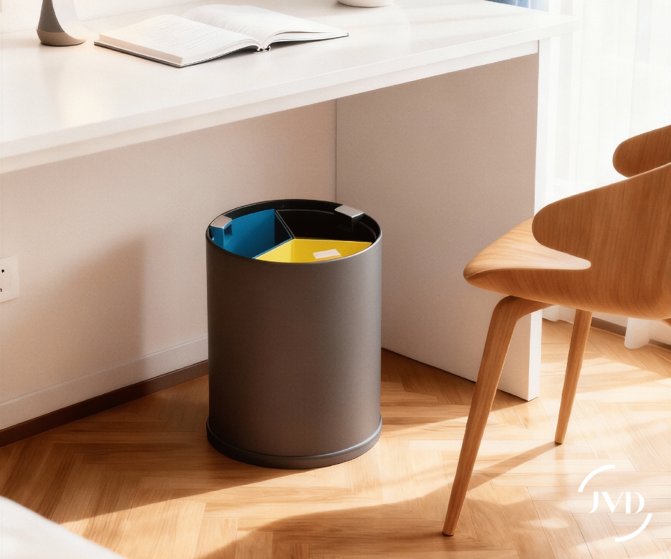 Recycling bin black 3 sorting flow