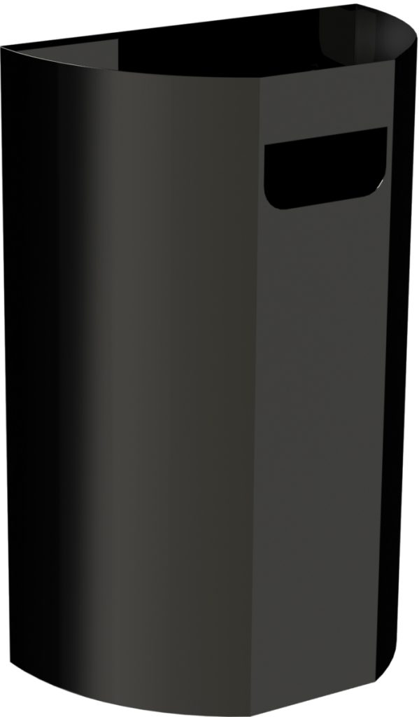 Half-moon wall-mounted waste bin black 20L