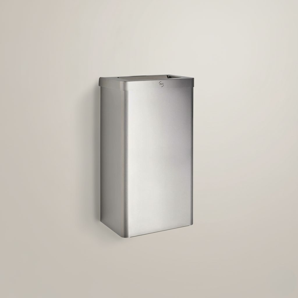 Rectangular S/S wall-mounted waste bin