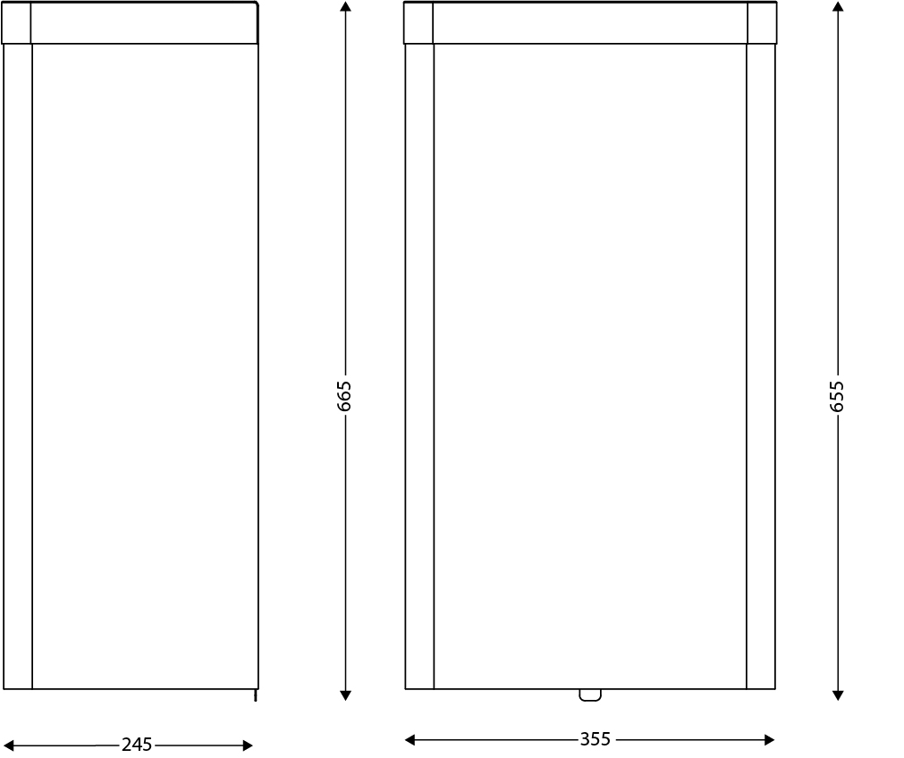 Rectangular S/S wall-mounted waste bin