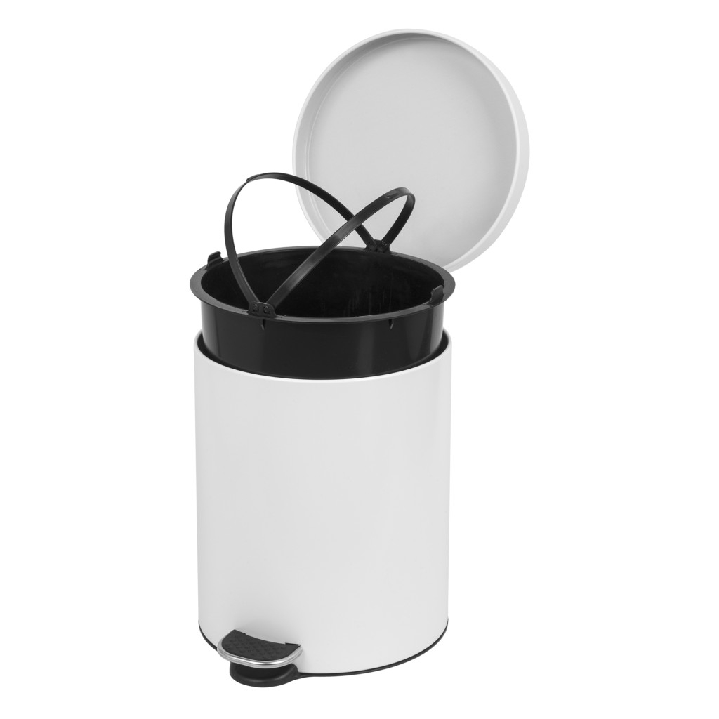 Round Pedal bin 5L white