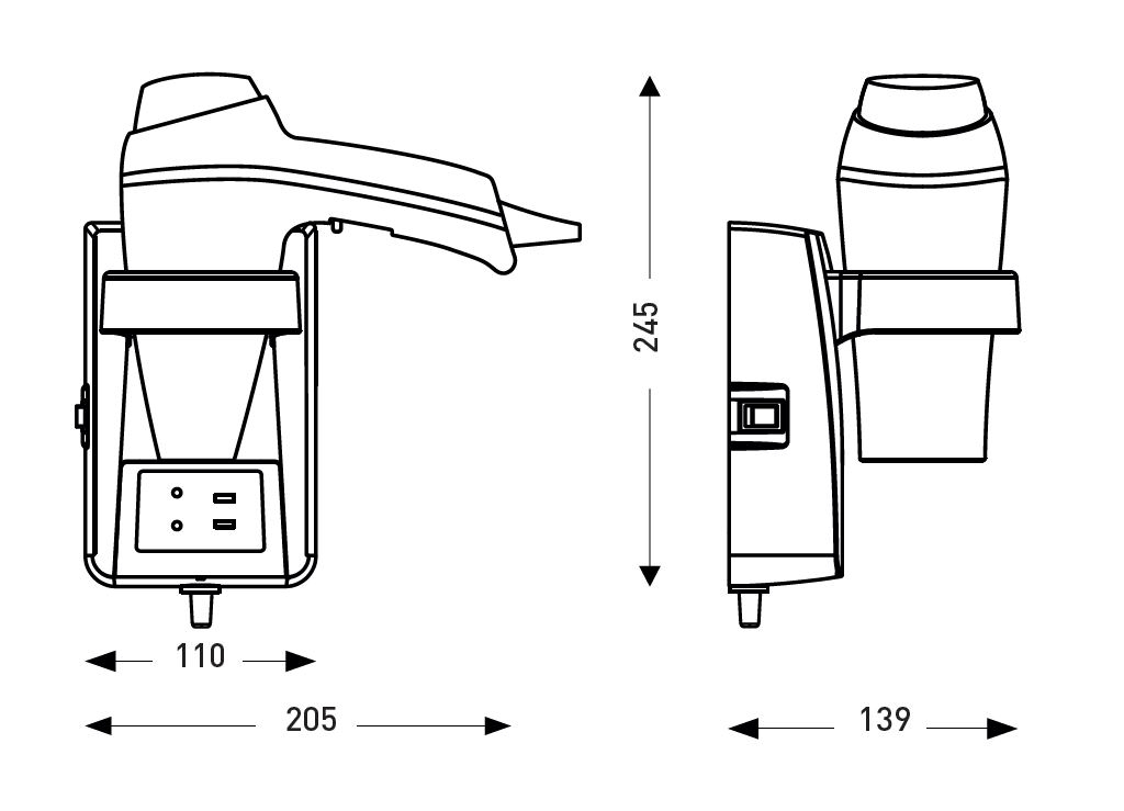 Wallmount Hairdryer Clipper white