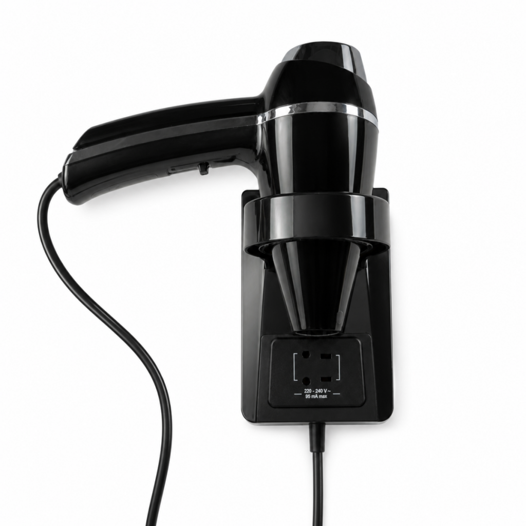 Wallmount Hairdryer Clipper black + SS