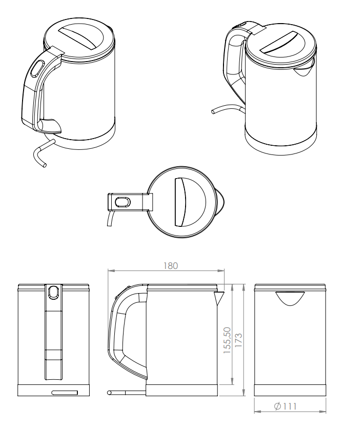 Envoye 0.6L Matte Black Kettle
