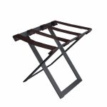 Compact black Luggage rack with brown straps