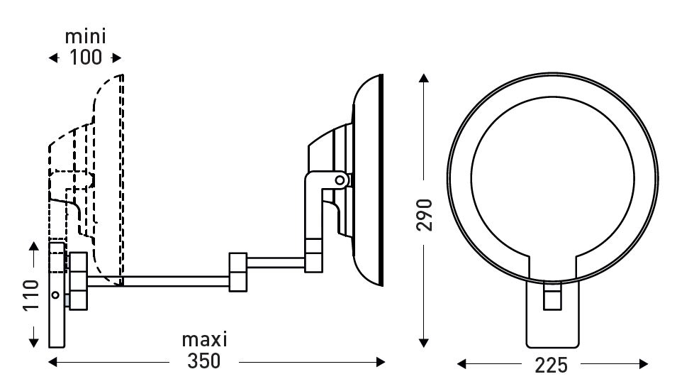 Light mirror Cosmos tubular arm