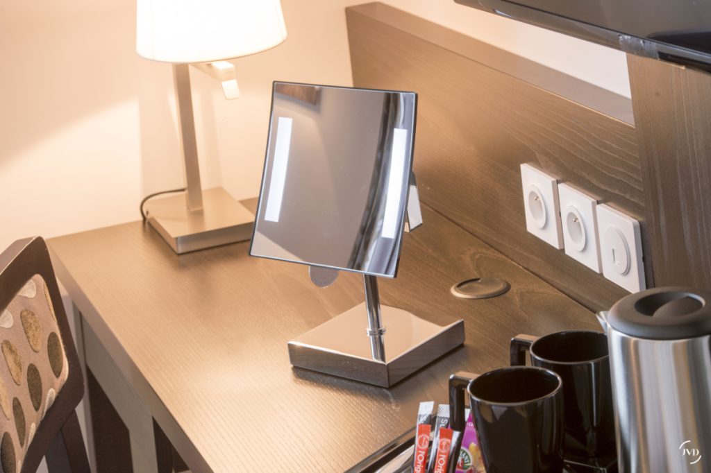 Galaxy magnifying light mirror on stand