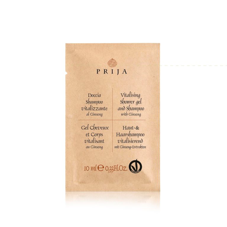 Prija Витализирачки гел за туширање и шампон, VEGANOK сертифициран (10 ml) – пакување од 600