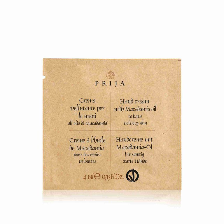Prija Крема за раце со масло од макадамија, VEGANOK сертифицирана (4 ml) – пакување од 500
