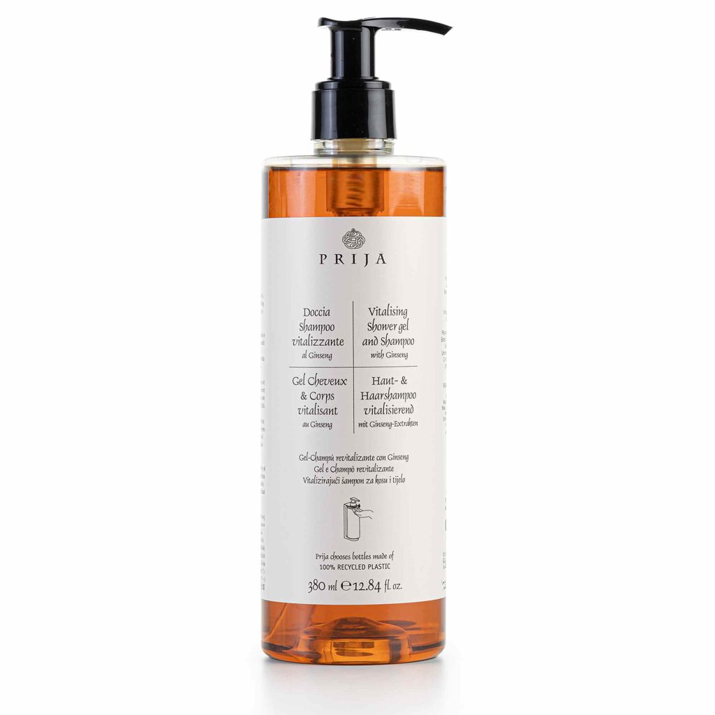 Prija Vitalising Shower Gel And Shampoo With Locked Pump VEGANOK Certified (380 ml) - 18Pack