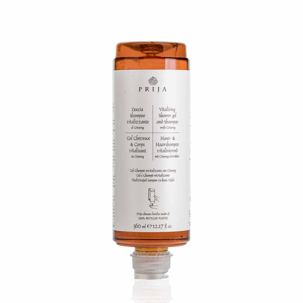 Prija Vitalising Shower Gel And Shampoo Cartridge For Dispenser VEGANOK Certified (360 ml) - 18Pack