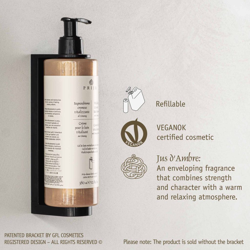Prija Vitalising Creamy Bath Foam Refillable Bottle VEGANOK Certified (380 ml) - 18Pack
