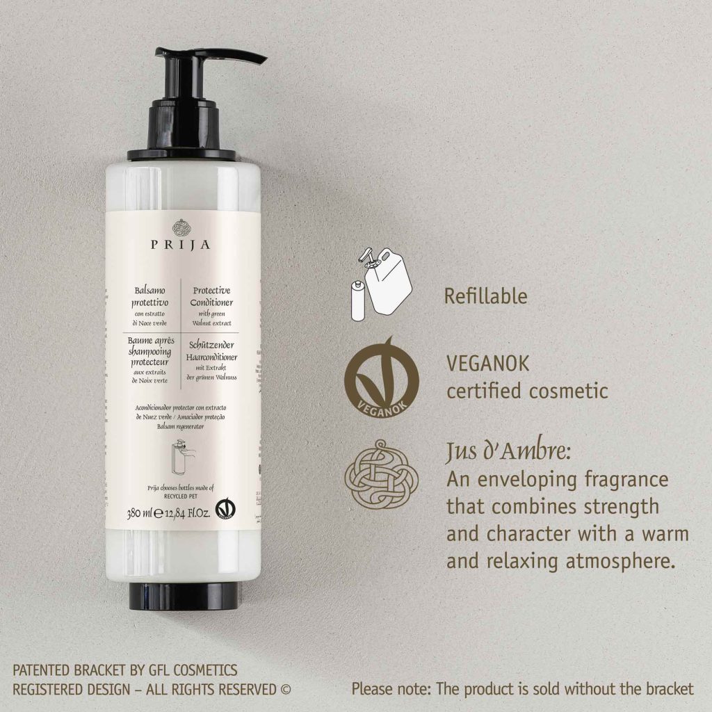 Prija Protective Conditioner Refillable Bottle VEGANOK Certified (380 ml) - 18Pack