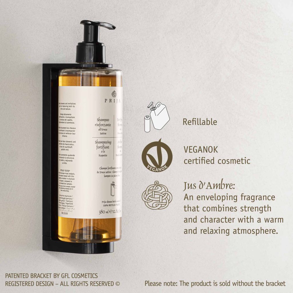Prija Fortifying Shampoo Refillable Bottle VEGANOK Certified (380 ml) - 18Pack