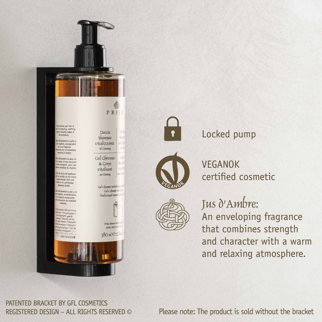 Prija Vitalising Shower Gel And Shampoo With Locked Pump VEGANOK Certified (380 ml) - 18Pack