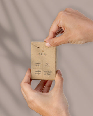 Prija accessory box in recycled paper with pre-cut opening